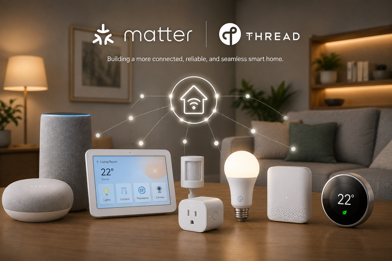 Multiple smart home devices working together over Matter
