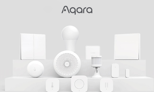 Aqara smart home products including sensors, switches, and automation devices